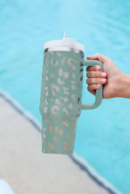 Leopard Print 40OZ Stainless Steel Portable Cup with Handle
