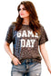 Gray GAME DAY Leopard Print Short Sleeve T Shirt