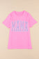 Pink MAMA Leopard Print O-neck Short Sleeve T Shirt