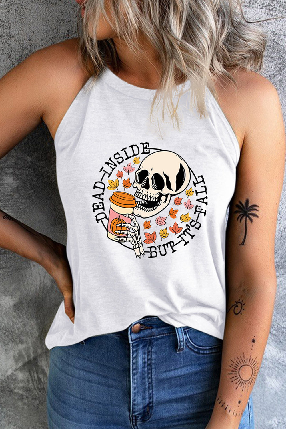 DEAD INSIDE BUT IT'S FALL Graphic Tank Top