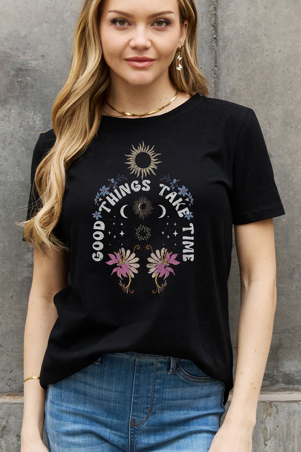 GOOD THINGS TAKE TIME Graphic Cotton Tee
