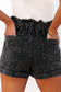 Paperbag Waist Denim Shorts with Pockets