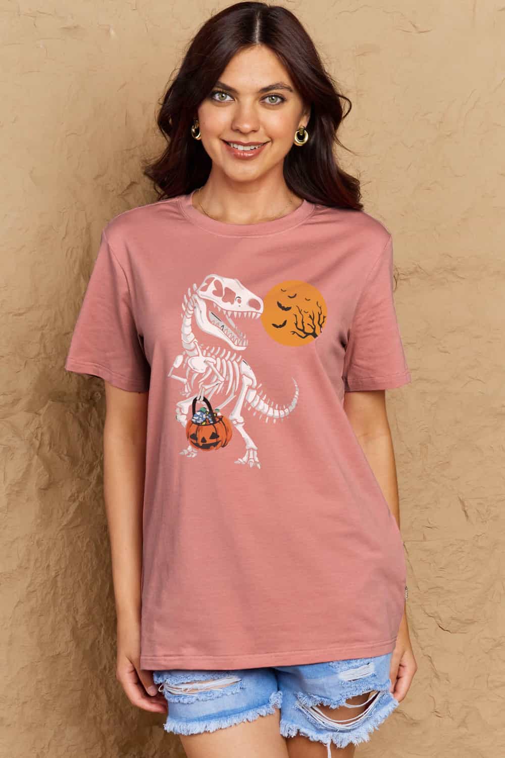 Halloween Rex Graphic Cotton T-Shirt