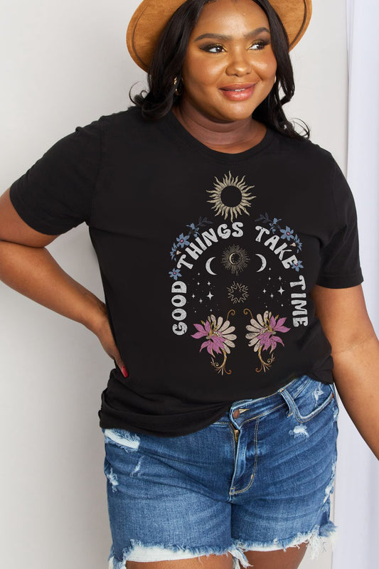 GOOD THINGS TAKE TIME Graphic Cotton Tee